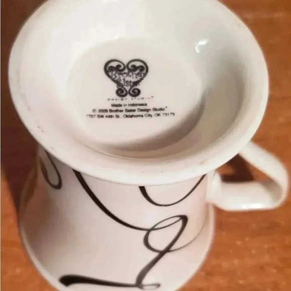 Brother Sister Design Studio Monogram White Black Coffee Tea Mug Letter K - Picture 6 of 11